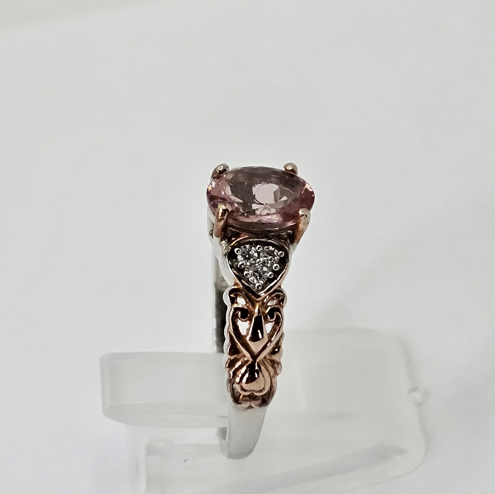Natural Red Rose Apatite in 14kt Rose Gold & Sterling Silver Ring Size 7.5!🌹 - Picture 9 of 10